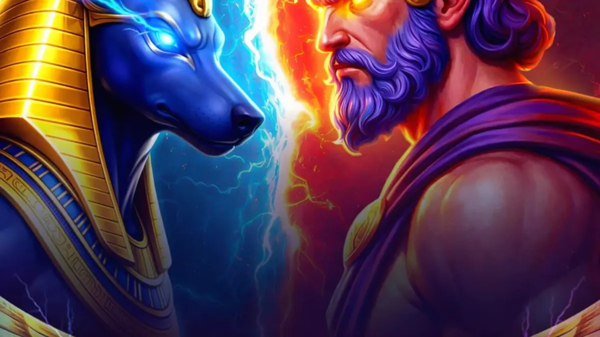 Clash of Gods: Anubis vs Hades slot game interface