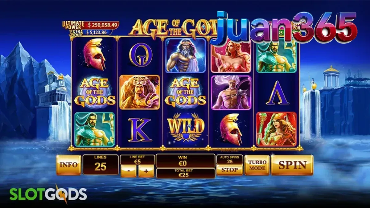 Isang visual na representasyon ng Age of the Gods slot na nagpapakita ng mga simbolo ng mga Griyegong diyos.